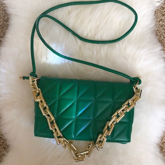 Green Faux Leather Quilted Purse NWOT - Picture 3 of 9